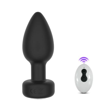 Plug de Silicone Com Vibro e Led (PL190) - Preto