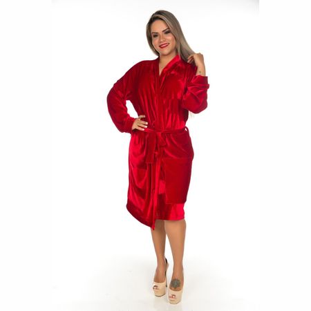 *Roupão Veludo (PS8357) - Vermelho