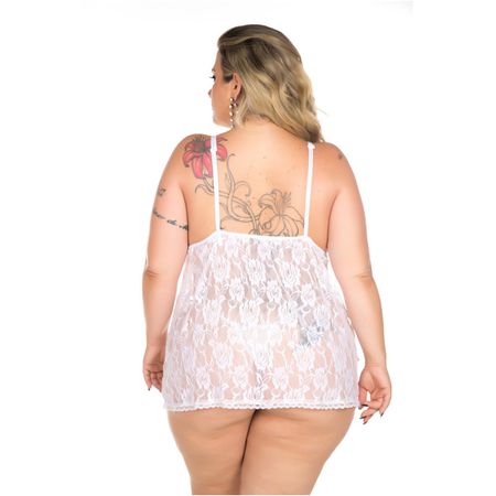 *Camisola Renda Curta Plus Size - (PS2063) - Branco