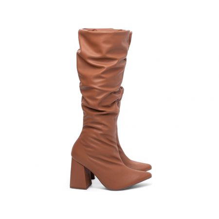 Bota Franzida Feminina Cano Longo Caramelo - Bárbara Barros | Conforto & Elegância -