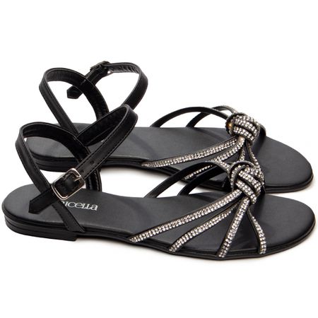 Sandália Rasteira Preto - Bárbara Barros | Conforto & Elegância -