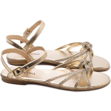 Sandália Rasteira Dourado - Bárbara Barros | Conforto & Elegância -