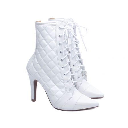 Bota Bico Fino Feminina Matelassê Branco - TCL6700... - YOUTH Class