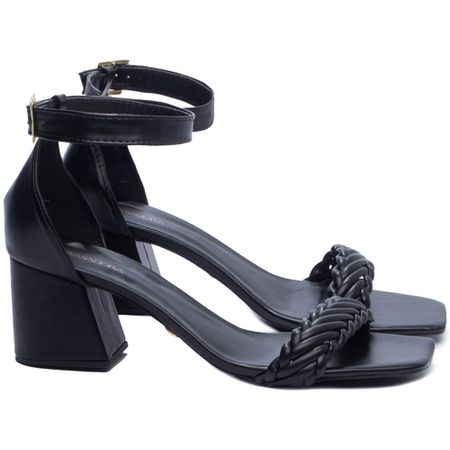 Sandália Salto Bloco Grosso Baixo Preta - Bárbara Barros | Conforto & Elegância -
