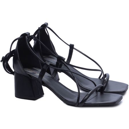 Sandália Salto Bloco Grosso Baixo Preto - Bárbara Barros | Conforto & Elegância -