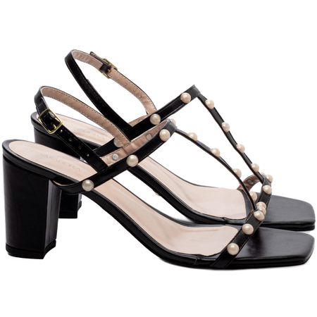 Sandália Salto Bloco Grosso Preto - Bárbara Barros | Conforto & Elegância -