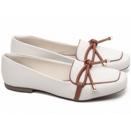 Mocassim Feminino Rasteiro Off White - Bárbara Barros | Conforto & Elegância -