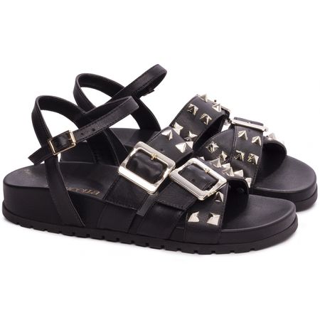 Sandália Papete Birken Preta - Bárbara Barros | Conforto & Elegância -