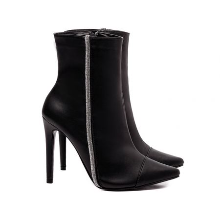 Bota Bico Fino Salto 12 Cano Médio Preto - Bárbara Barros | Conforto & Elegância -