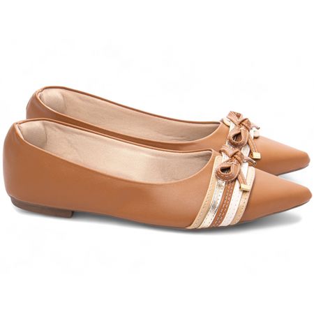 Sapatilha Feminina Bico Fino - 119B Caramelo - Bárbara Barros | Conforto & Elegância -