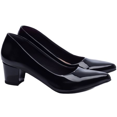 Sapato Scarpin Salto Bloco Grosso Baixo Preto - Bárbara Barros | Conforto & Elegância -