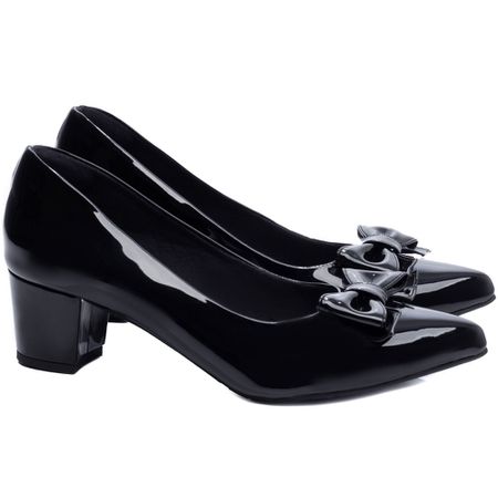 Sapato Scarpin Salto Bloco Grosso Baixo Preto - Bárbara Barros | Conforto & Elegância -