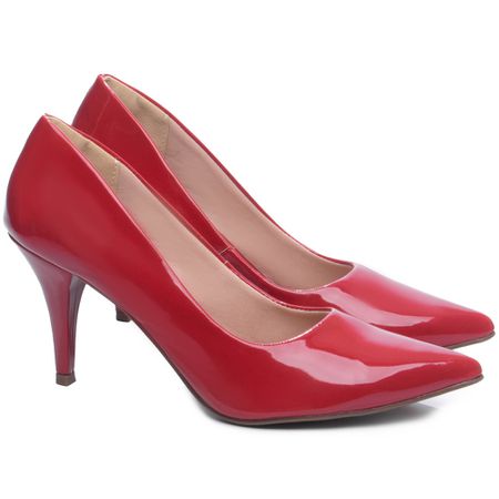 Sapato Scarpin Salto Fino Médio Vermelho - Bárbara Barros | Conforto & Elegância -