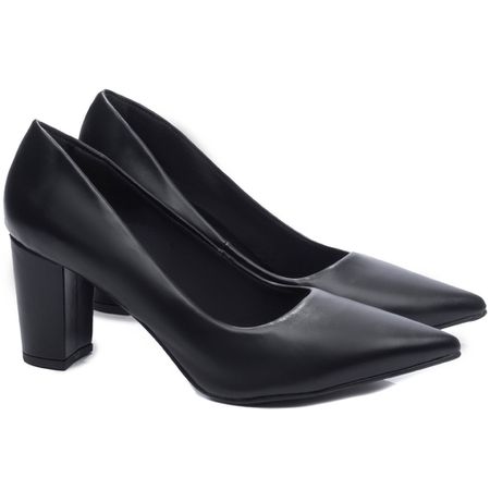 Sapato Scarpin Salto Bloco Grosso Preto - Bárbara Barros | Conforto & Elegância -