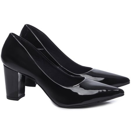 Sapato Scarpin Salto Bloco Grosso Preto - Bárbara Barros | Conforto & Elegância -