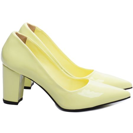 Sapato Scarpin Salto Bloco Grosso Amarelo - Bárbara Barros | Conforto & Elegância -