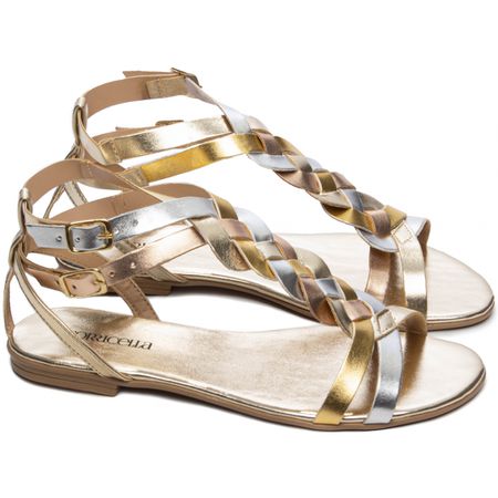 Sandália Rasteira Dourado - Bárbara Barros | Conforto & Elegância -