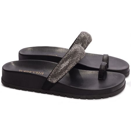 Sandália Papete Birken Preta - Bárbara Barros | Conforto & Elegância -