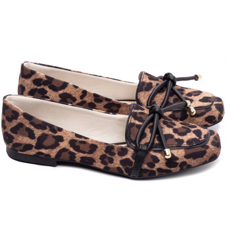 Mocassim Feminino Rasteiro Estampa Onça - Bárbara Barros | Conforto & Elegância -