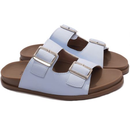 Sandália Papete Birken Azul - Bárbara Barros | Conforto & Elegância -