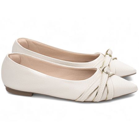 Sapatilha Feminina Bico Fino Off White - Bárbara Barros | Conforto & Elegância -