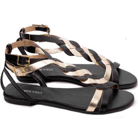 Sandália Rasteira Preto - Bárbara Barros | Conforto & Elegância -