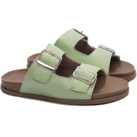 Sandália Papete Birken Verde - Bárbara Barros | Conforto & Elegância -