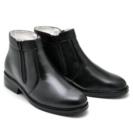 Botina Casual Conforto Couro De Carneiro Preto - R... - YOUTH Class