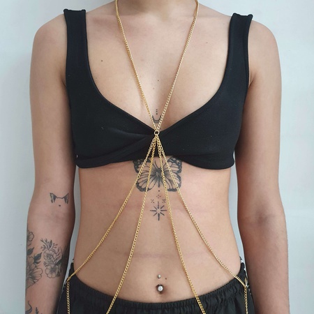 Body Chain Folheado a Ouro 18K Correntes - Chérie Bijoux