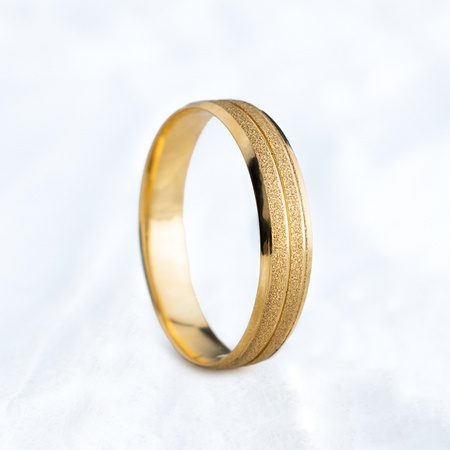 Aliança de Casamento Ouro 4mm Fosco Diamantado Galês Unidade - Rosê Jewelry