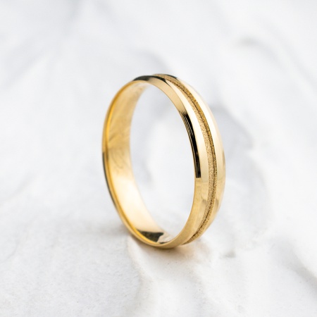 Aliança de Casamento Ouro 4mm Friso Diamantado Stella Unidade - Rosê Jewelry