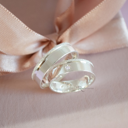  Aliança de Namoro em Prata esterlina 925 6mm fosco diamantado Modelo Winter - Rosê Jewelry