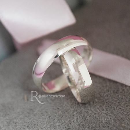  Aliança de Namoro em Prata esterlina 925 5mm Abaulada Classic - Rosê Jewelry