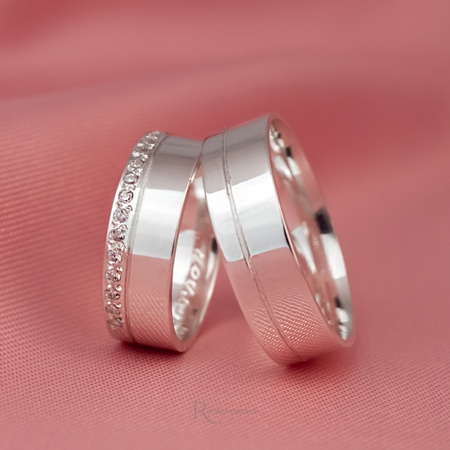  Aliança de Namoro em Prata esterlina 925 6mm modelo Crystal - Rosê Jewelry