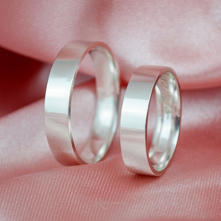 Aliança de Namoro em Prata esterlina 925 5mm Reta Polida - Rosê Jewelry