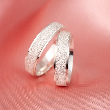  Aliança de Namoro em Prata esterlina 925 5mm diamantado Modelo Veneza - Rosê Jewelry