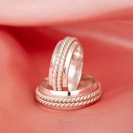 Aliança de Namoro em Prata esterlina 925 6mm filete de cordão modelo Viking II - Rosê Jewelry
