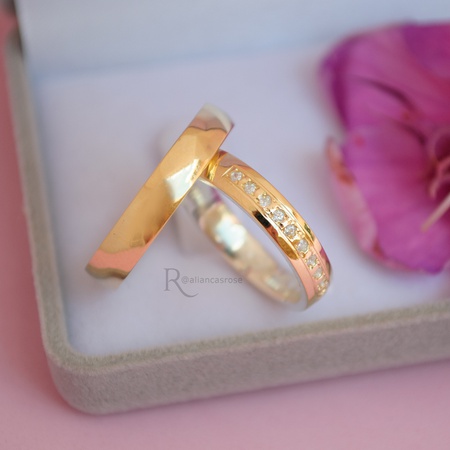 Aliança de Casamento em Ouro 18k e Prata 4mm modelo Monique - Rosê Jewelry