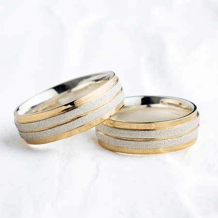 Aliança de Casamento em Ouro 18k e Prata 6mm Fosca Blanca - Rosê Jewelry