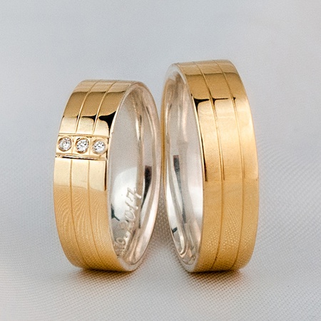 Aliança de Casamento em Ouro 18k e Prata 6mm modelo Guardian - Rosê Jewelry