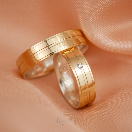 Aliança de Casamento em Ouro 18k e Prata 6mm Modelo Hércules - Rosê Jewelry