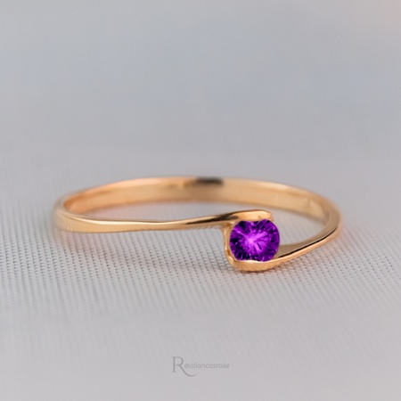 Anel Formatura de Ouro 18k Ametista Aura - Rosê Jewelry