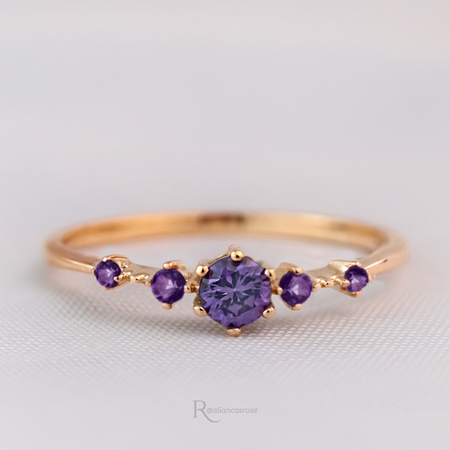 Anel de Noivado Ouro 18k Elanor Ametista - Rosê Jewelry