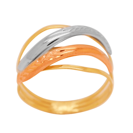 Anel em Ouro 18K - Aro Triplo Tricolor