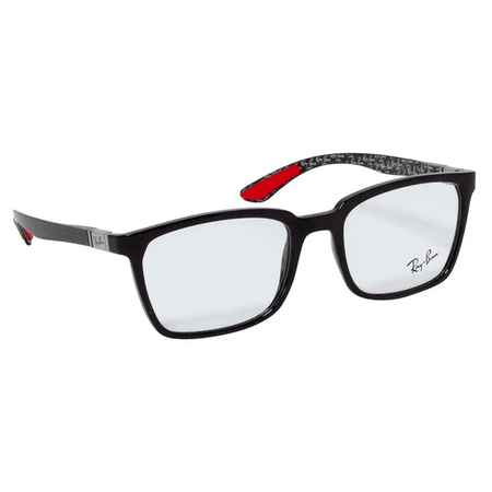 Óculos para Grau Ray-Ban Retangular Preto - Detalhes em Vermelho