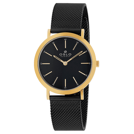 Relógio Oslo Slim Feminino - Preto e Dourado Analógico