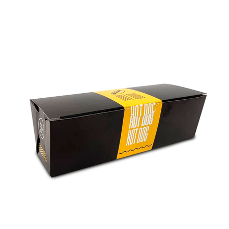 CAIXA HOT DOG DELIVERY BLACK YELLOW - 50 UNIDADES - CaixaMix Embalagens