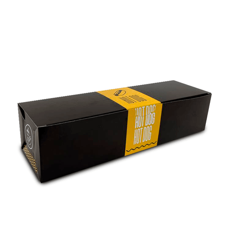 CAIXA HOT DOG DELIVERY 30CM BLACK YELLOW - 50 UNIDADES - CaixaMix Embalagens