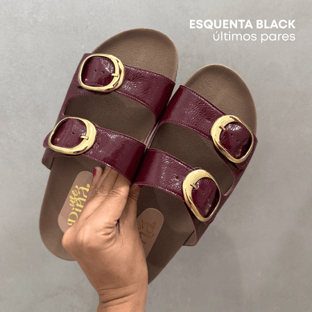 Sandália Papete Maria Verniz Cereja - 24119 - Use Piná