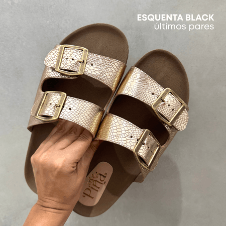 Sandália Papete Croco Dourada - 241111 - Use Piná